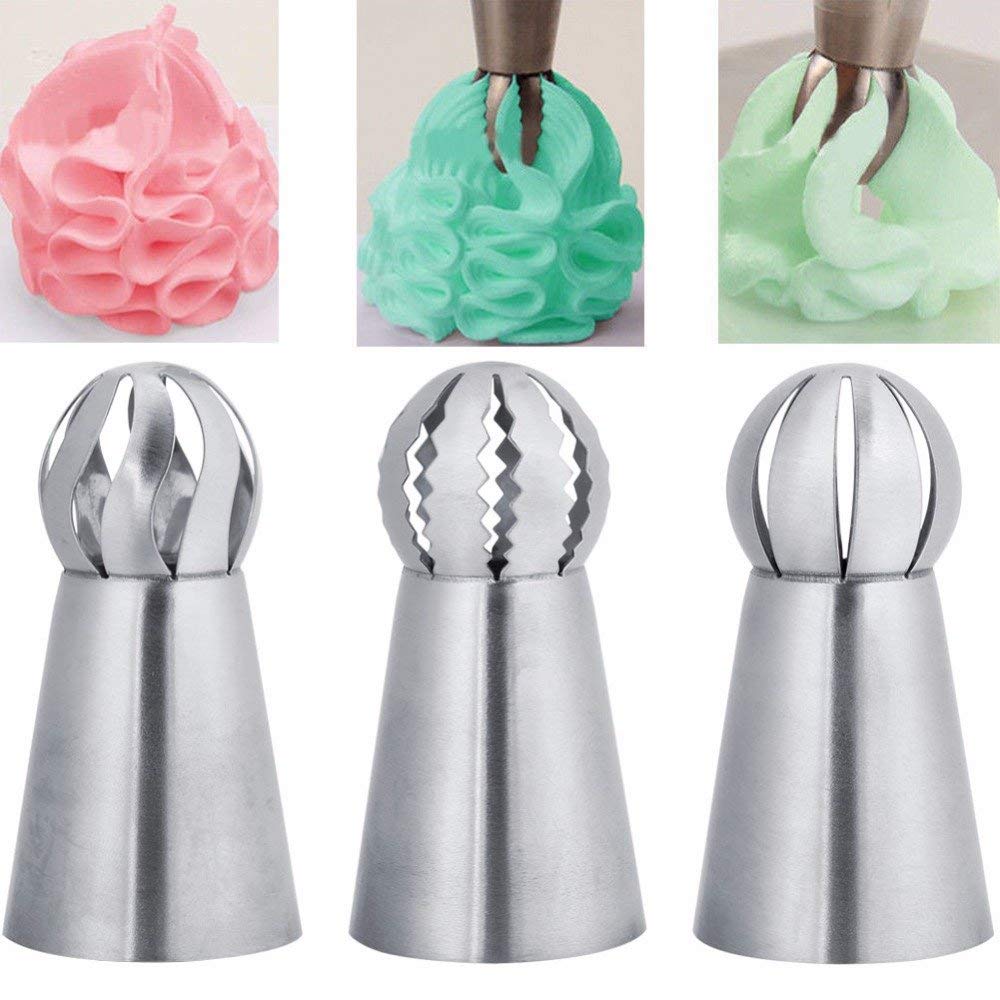 Cake Decorating Tools 1/3pcs Russian Spherical Ball Stainless Steel Icing Piping Nozzle Pastry Tips Fondant Cupcake Baking SEAAN