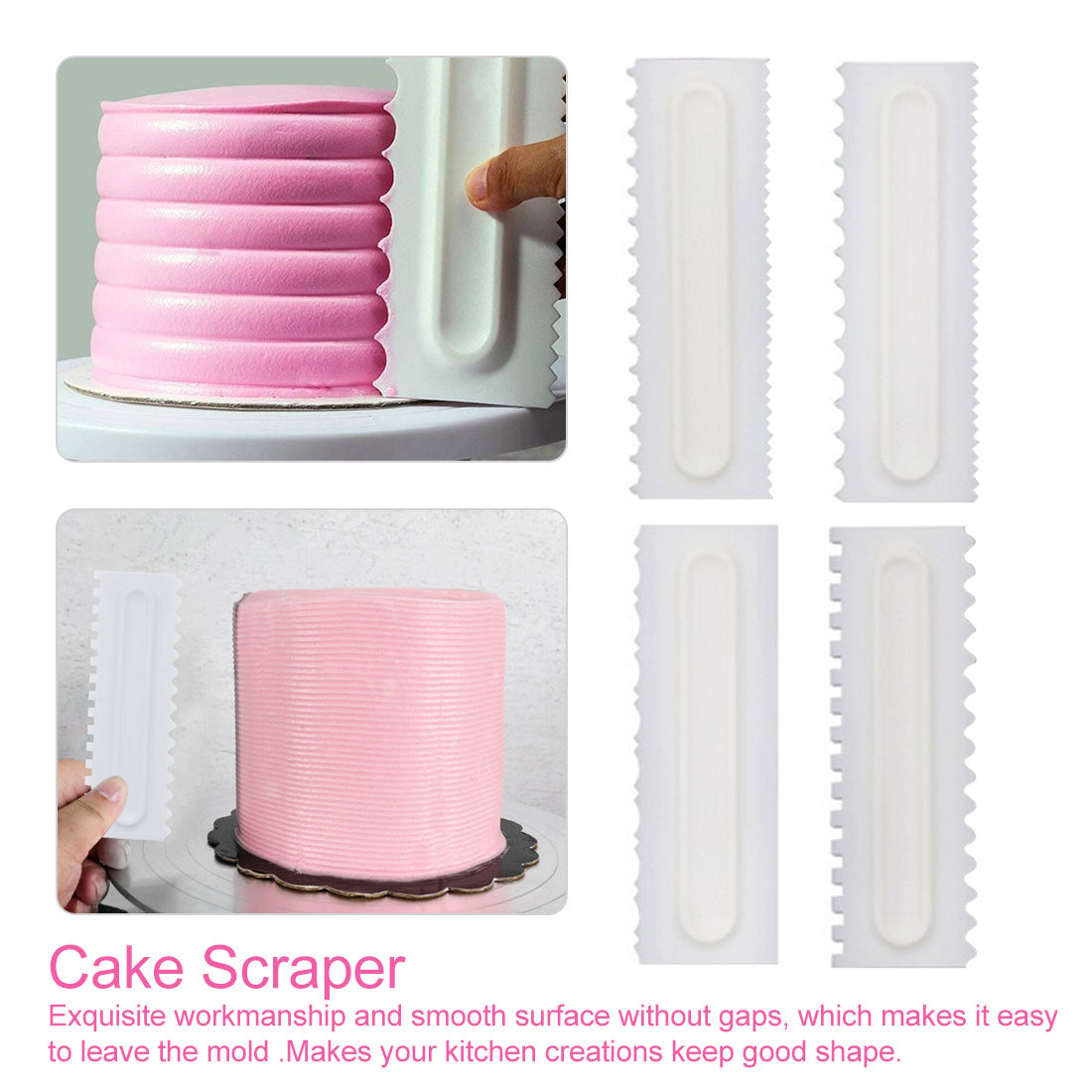 4Pcs/Set Cake Decorating Comb Cake Scraper Smoother Cream Decorating Pastry Icing Comb Fondant Spatulas Baking Pastry Tools