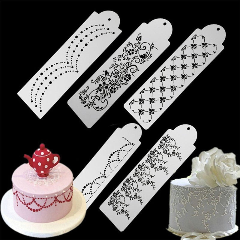 VOGVIGO Hollow Flower Snowflake Spray Cake Mold Vintage Pattern Cake Surface Cake Stencil Spray Cookie Stencils Decoration