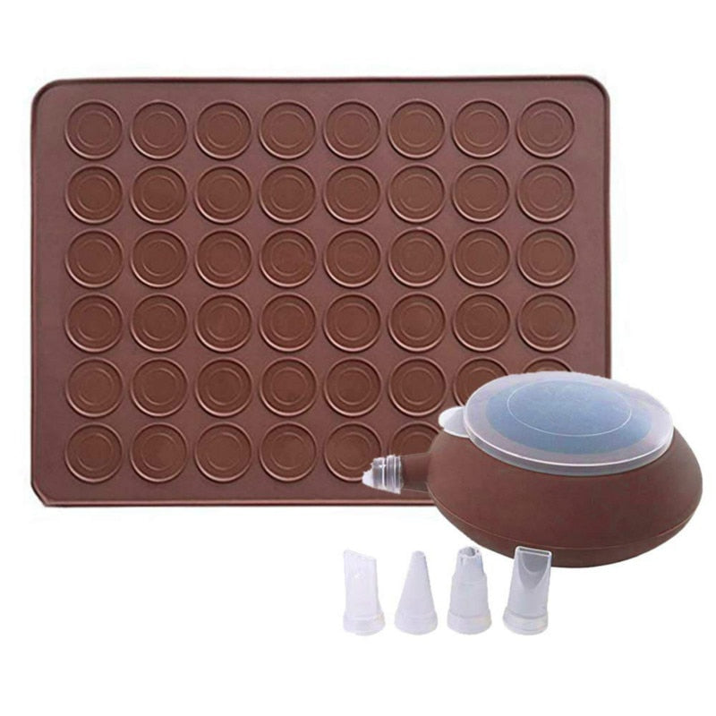 Macaroon Kit Macaron Silicone Mat Non-Stick Baking Mold Set 48 Capacity Macaron Pot Cake Decorating Supplies