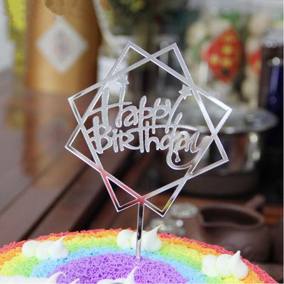 happy birthday cake topper Supplies Acrylic Baking cake Insert Decor Cupcake wedding Birthday Party Decoration Cake Top Flag