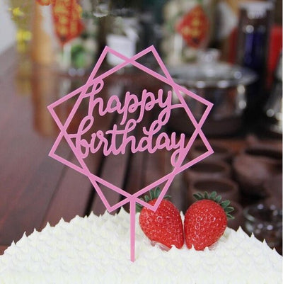 happy birthday cake topper Supplies Acrylic Baking cake Insert Decor Cupcake wedding Birthday Party Decoration Cake Top Flag