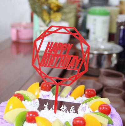 happy birthday cake topper Supplies Acrylic Baking cake Insert Decor Cupcake wedding Birthday Party Decoration Cake Top Flag